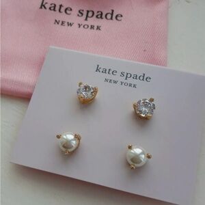 Kate Spade Gold and Pearl Stud Earrings Set